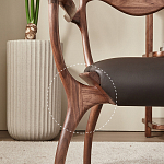 Стул деревянный с мягким сиденьем из коричневой натуральной кожи Moon Walnut Furniture варинант исполнения - 3 | Loft Concept в Ульяновске