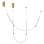 Подвесной светильник с 3-мя изогнутыми плафонами и белыми декоративными шариками PEARLS Suspension варинант исполнения - 2 | Loft Concept в Ульяновске