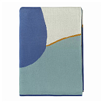 Плед из хлопка синего цвета с абстрактным принтом Elysian Flow Ocean варинант исполнения - 2 | Loft Concept в Ульяновске