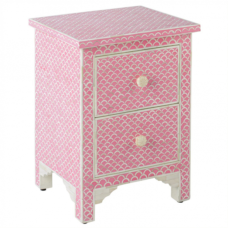 Тумбочка Pink Indian Bone Inlay nightstand Розовый в Ульяновске | Loft Concept 