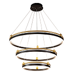 Люстра подвесная с тремя кольцами черного и золотого цвета Ring Horizontal варинант исполнения - 2 | Loft Concept в Ульяновске