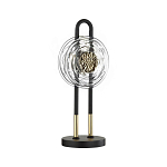 Настольная лампа черного цвета с круглым прозрачным стеклянным плафоном Virelia  варинант исполнения - 1 | Loft Concept в Ульяновске