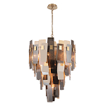 Люстра с многослойными стеклянными панелями янтарного и дымчатого цвета Textured Glass Chandelier варинант исполнения - 1 | Loft Concept в Ульяновске