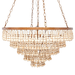 Круглая многоярусная люстра с круглыми деревянными подвесками Wooden Beads Chandelier Cream варинант исполнения - 3 | Loft Concept в Ульяновске