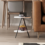 Стол приставной с 2-мя круглыми белыми столешницами ESSEL SIDE TABLE WHITE варинант исполнения - 10 | Loft Concept в Ульяновске