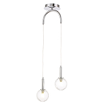 Подвесной светильник с 2-мя рельефными прозрачными плафонами из стекла и основанием цвета Хром Perforated Glass Bubbles варинант исполнения - 2 | Loft Concept в Ульяновске