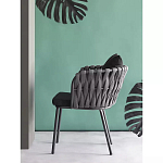 Стул мягкий с декором в виде плетеных лент на спинке и подлокотниках Semicircular Chair Decorated with Ribbons варинант исполнения - 2 | Loft Concept в Ульяновске