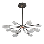 Люстра черного цвета с 12-ю прозрачными плафонами овальной формы Iona chandelier варинант исполнения - 1 | Loft Concept в Ульяновске