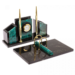 Настольный письменный набор из змеевика с часами Successful Leader варинант исполнения - 2 | Loft Concept в Ульяновске