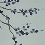 Обои ручная роспись Cherry Tree Original colourway on Adam Grey dyed silk варинант исполнения - 1 | Loft Concept в Ульяновске
