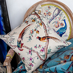 Подушка декоративная с изображением птиц в саду Beige Chinoiserie Birds in the Peach Orchard Cushion варинант исполнения - 2 | Loft Concept в Ульяновске