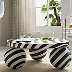 Дизайнерский журнальный стол круглый в чёрно-белую полоску Mypel варинант исполнения - 2 | Loft Concept в Ульяновске