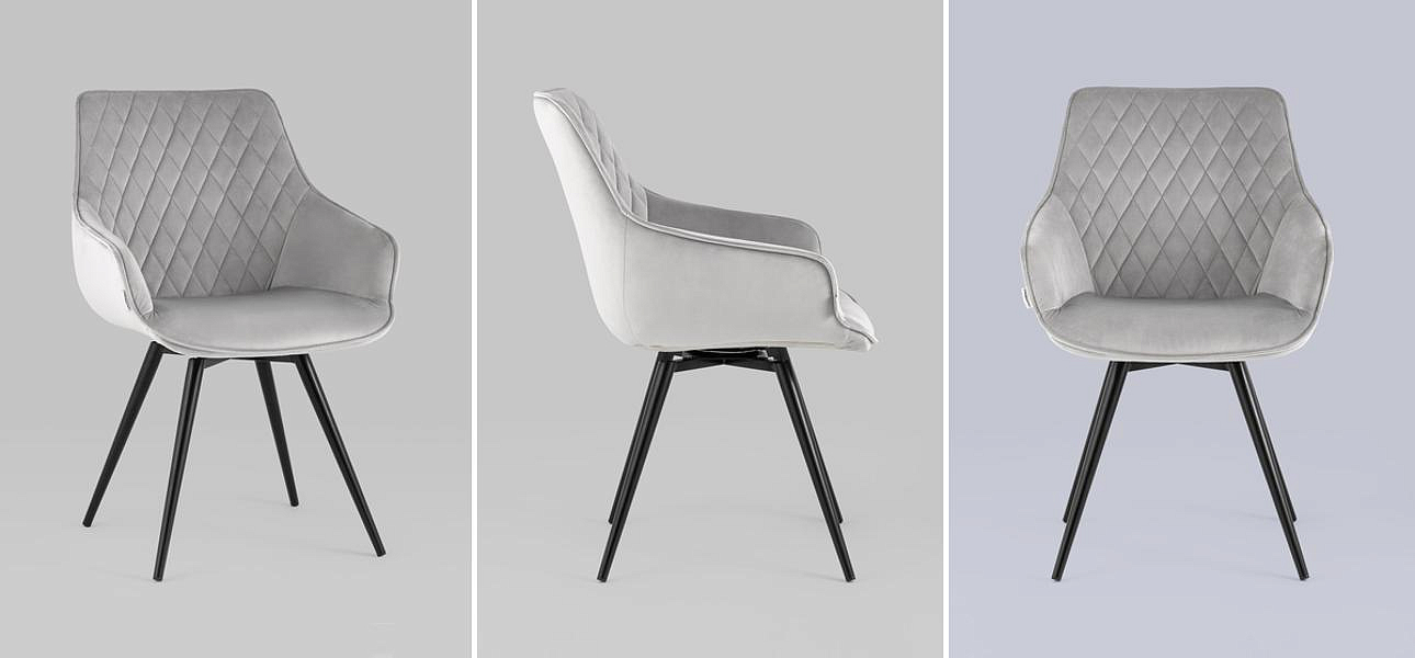 Вращающийся Стул Seoul Chair Светло-Серый Велюр Вращающийся Стул Seoul Chair Светло-Серый Велюр - Loft-Concept в Ульяновске