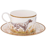 Чайная пара из фарфора с изображением собаки и уток 300 мл Hunting Porcelain Collection варинант исполнения - 1 | Loft Concept в Ульяновске