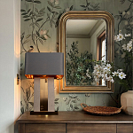 Настольная лампа с основанием из натурального камня c серым прямоугольным абажуром Lapis Tiburtinus варинант исполнения - 5 | Loft Concept в Ульяновске