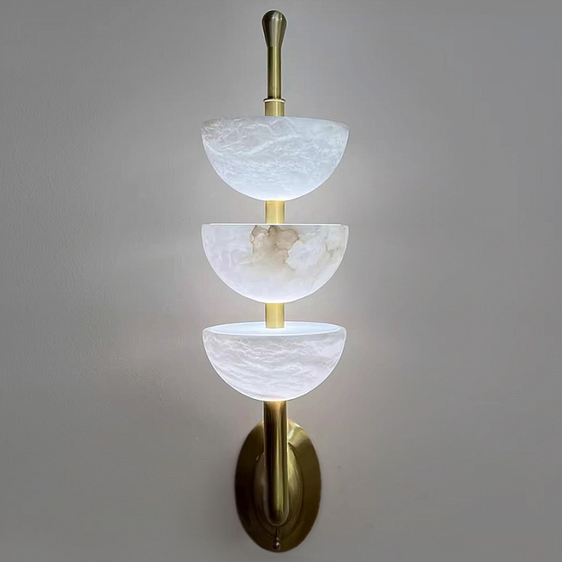 Бра с 3-мя мраморными плафонами в форме чаши Warm Marble Light Латунь Бра с 3-мя мраморными плафонами в форме чаши Warm Marble Light Латунь в Ульяновске | Loft Concept