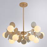 Люстра на штанге с 10-ю белым шарообразным плафоном и декоративными металлическими элементами в виде лепестков серого цвета Matisse варинант исполнения - 2 | Loft Concept в Ульяновске