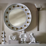 Зеркало белое с круглыми золотыми декоративными элементами Prince of the Church варинант исполнения - 3 | Loft Concept в Ульяновске