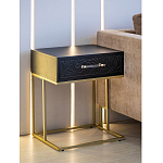 Приставной столик с резным узором на выдвижном ящике Black Table Carved Pattern варинант исполнения - 7 | Loft Concept в Ульяновске