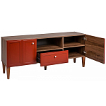 ТВ-тумба красная из массива бука с 2-мя дверками и ящиком Wenge Light варинант исполнения - 4 | Loft Concept в Ульяновске