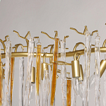 Люстра линейная золотого цвета с декоративными ветвями и длинными стеклянными подвесками в форме сосулек Droplet Chandelier варинант исполнения - 8 | Loft Concept в Ульяновске