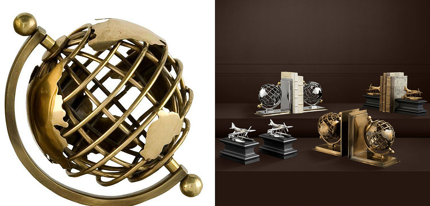 Держатель для книг Eichholtz Bookend Globe set of 2 Держатель для книг Eichholtz Bookend Globe set of 2 - Loft-Concept в Ульяновске