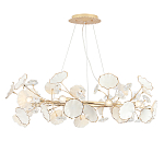 Люстра круглая с белыми лепестками из керамики и прозрачными хрустальными цветками Диаметр 82 см Wintery flovers варинант исполнения - 3 | Loft Concept в Ульяновске