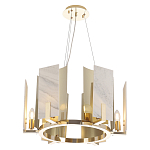 Люстра подвесная круглая с мраморными прямоугольными вставками и золотым основанием Диаметр 55 см Marble square Chandelier варинант исполнения - 1 | Loft Concept в Ульяновске