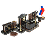 Настольный письменный набор с часами из природного камня обсидиана Peace Contract варинант исполнения - 2 | Loft Concept в Ульяновске