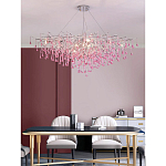 Люстра овальная с розовыми стеклянными подвесками в форме капель FAIRYTREE Light варинант исполнения - 4 | Loft Concept в Ульяновске
