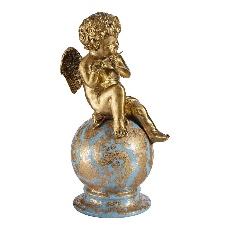 Фигурка Ангел с флейтой на шаре Seraphic Бронза Голубой в Ульяновске | Loft Concept 