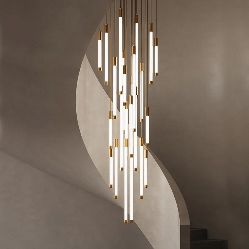 Люстра в современном стиле с 30-ю каскадными светодиодными лампами Golden LED Rain Золотой Белый в Ульяновске | Loft Concept 