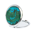 Зеркало карманное складное круглое из натурального камня Малахит с Хризоколлой в подарочной упаковке Silver Stone Mirrors варинант исполнения - 2 | Loft Concept в Ульяновске
