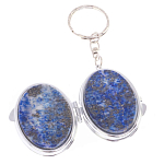 Зеркало брелок карманное двухстороннее из натурального камня Лазурит Stone Mirrors варинант исполнения - 2 | Loft Concept в Ульяновске