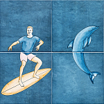 Плитка с узором Дельфин Серфингист варинант исполнения - 1 | Loft Concept в Ульяновске