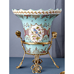 Ваза из голубого фарфора с рисунком птиц и цветов и декоративными элементами Blue Garden варинант исполнения - 7 | Loft Concept в Ульяновске