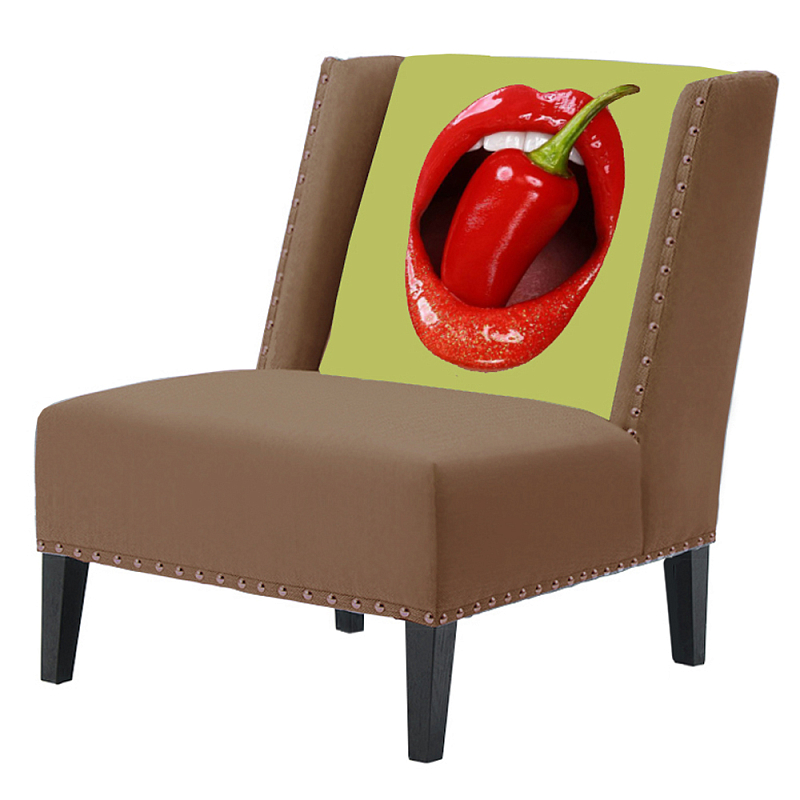 FUN Armchair "Chili Pepper" Beige Дизайнерское кресло с цветным принтом Бежевый в Ульяновске | Loft Concept 