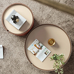 Круглый кофейный стол Baxter Leather Coffee Table варинант исполнения - 3 | Loft Concept в Ульяновске