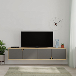 ТВ-тумба подвесная цвета древесины с 4-мя темно-серыми дверцами SPARK TV STAND OAK ANTHRACITE варинант исполнения - 1 | Loft Concept в Ульяновске