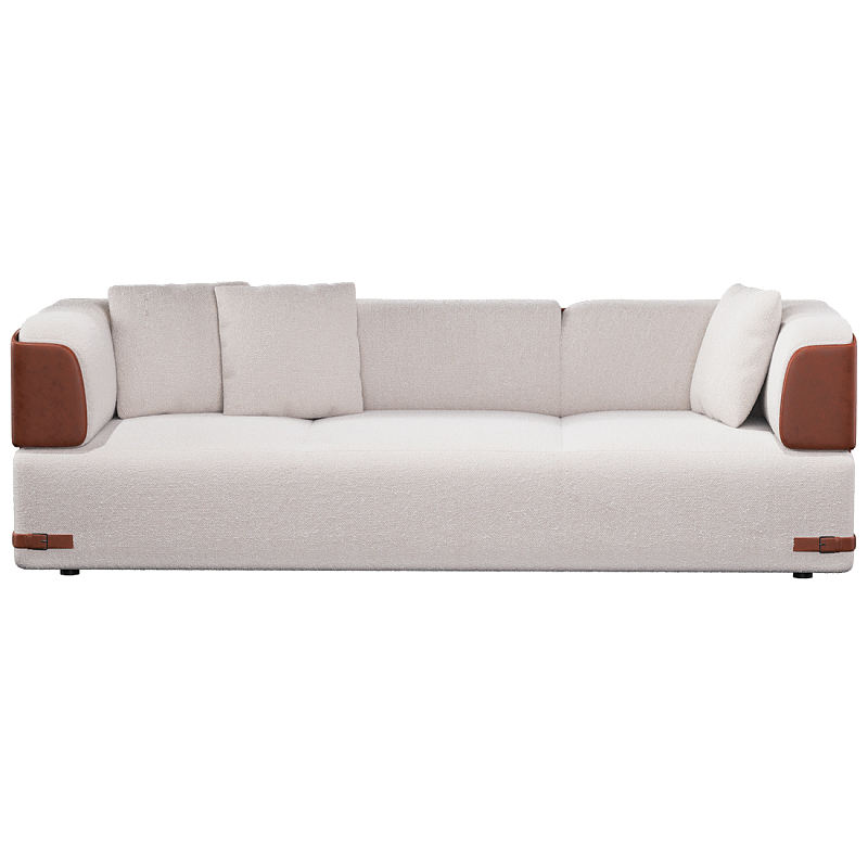 Трехместный диван Richmond с кожаной отделкой Молочный Коричневый в Ульяновске | Loft Concept 