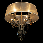 Люстра подвесная круглая с тканевым полупрозрачным абажуром и подвесками 4 лампы Gilded Elegance варинант исполнения - 5 | Loft Concept в Ульяновске