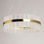 Люстра круглая золотого цвета с прозрачными рельефными стеклянными вставками Textured Glass Chandelier варинант исполнения - 4 | Loft Concept в Ульяновске