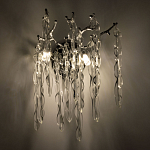 Бра цвета хром с ветвями и прозрачными стеклянными подвесками в виде вытянутых спиральных капель Droplet Chandelier варинант исполнения - 2 | Loft Concept в Ульяновске