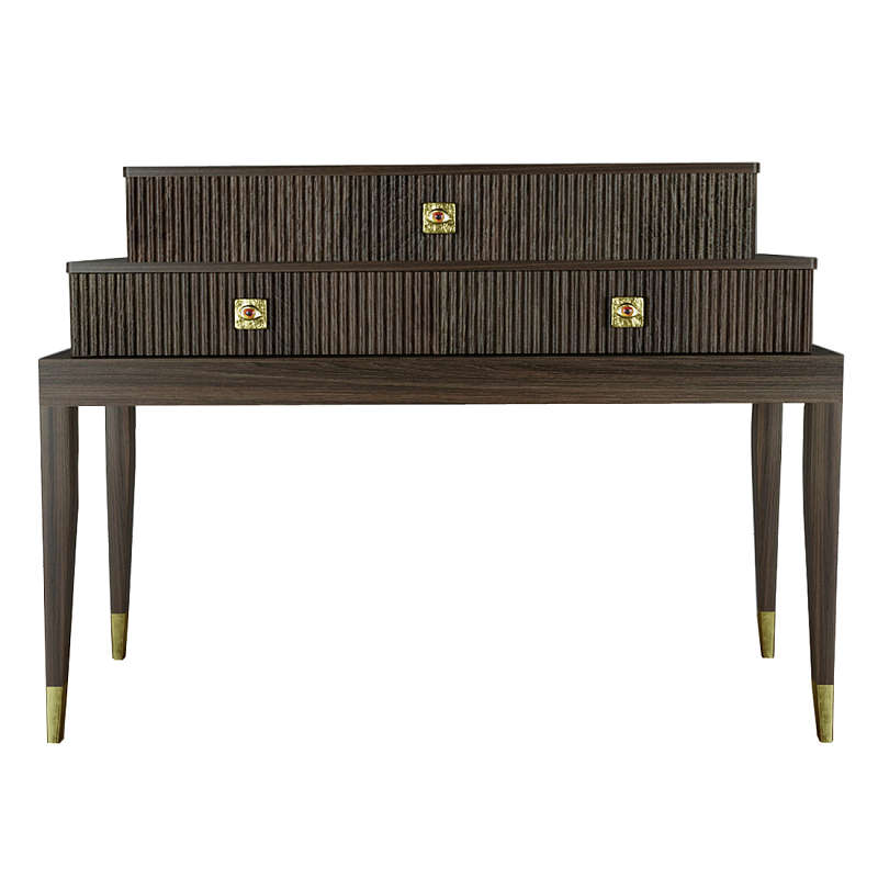 Премиальная Консоль с тремя ящиками Elsa Dreams Walnut Орех Золотой в Ульяновске | Loft Concept 