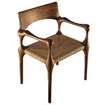 Стул из Ореха с плетеным сидением Kronos Dining Chair Brown варинант исполнения - 1 | Loft Concept в Ульяновске