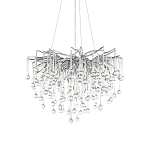 Люстра подвесная с прозрачными стеклянными подвесками в форме капель Диаметр 60 см Droplet Chandelier варинант исполнения - 14 | Loft Concept в Ульяновске