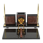 Настольный письменный набор из камня лемезит с гербом России Royal Accessory варинант исполнения - 1 | Loft Concept в Ульяновске