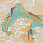 Обои ручная роспись Matsushima Waves Kano on Edo Straw India tea paper варинант исполнения - 1 | Loft Concept в Ульяновске