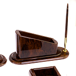 Настольный письменный набор с часами из природного камня обсидиана  Contract Extended варинант исполнения - 4 | Loft Concept в Ульяновске