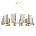 Люстра подвесная круглая с прямоугольными мраморными и золотистыми панелями на металлическом каркасе Диаметр 118 см Marble square Chandelier варинант исполнения - 1 | Loft Concept в Ульяновске